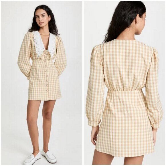 💕SISTER JANE💕 Honey Gingham Mini Dress ~ Primrose/ Yellow Small S NWT - Picture 2 of 16